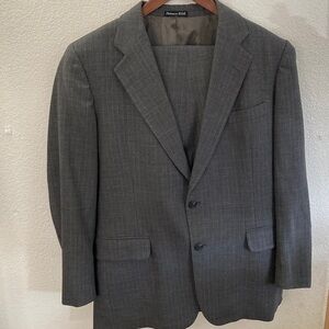 DAKS Men's Gray Pants suit Stripped 100% wool